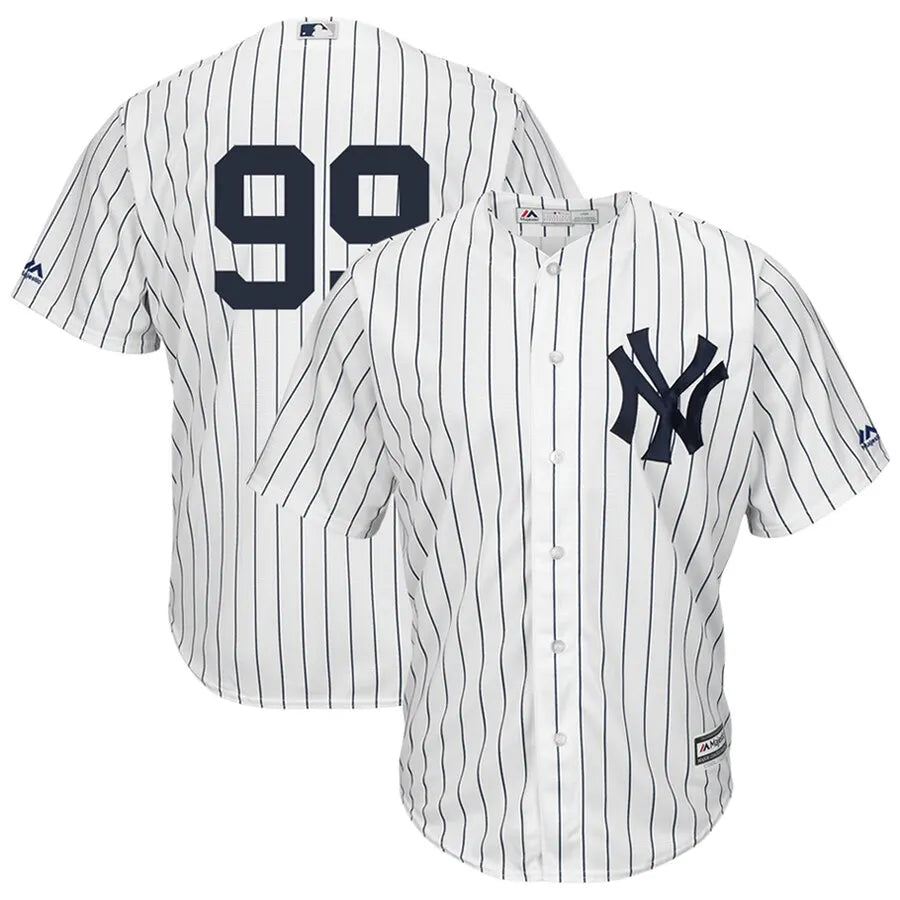 white Majestic Yankees Pinstripe Jersey