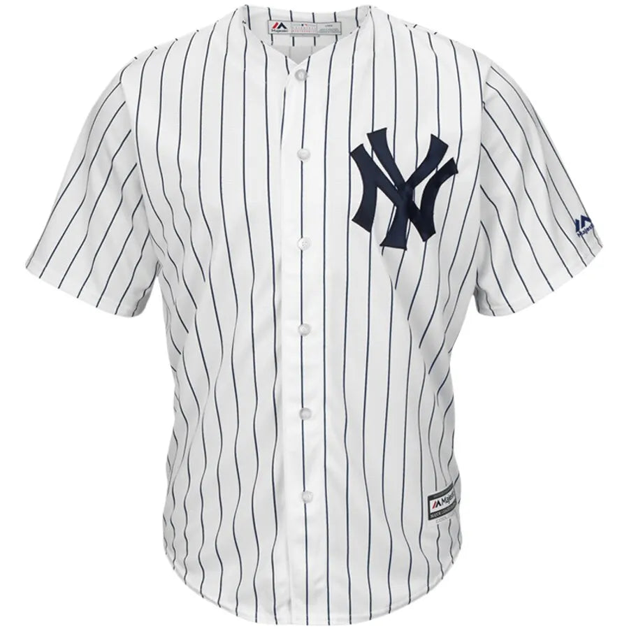 white Majestic Yankees Pinstripe Jersey - Hình 2
