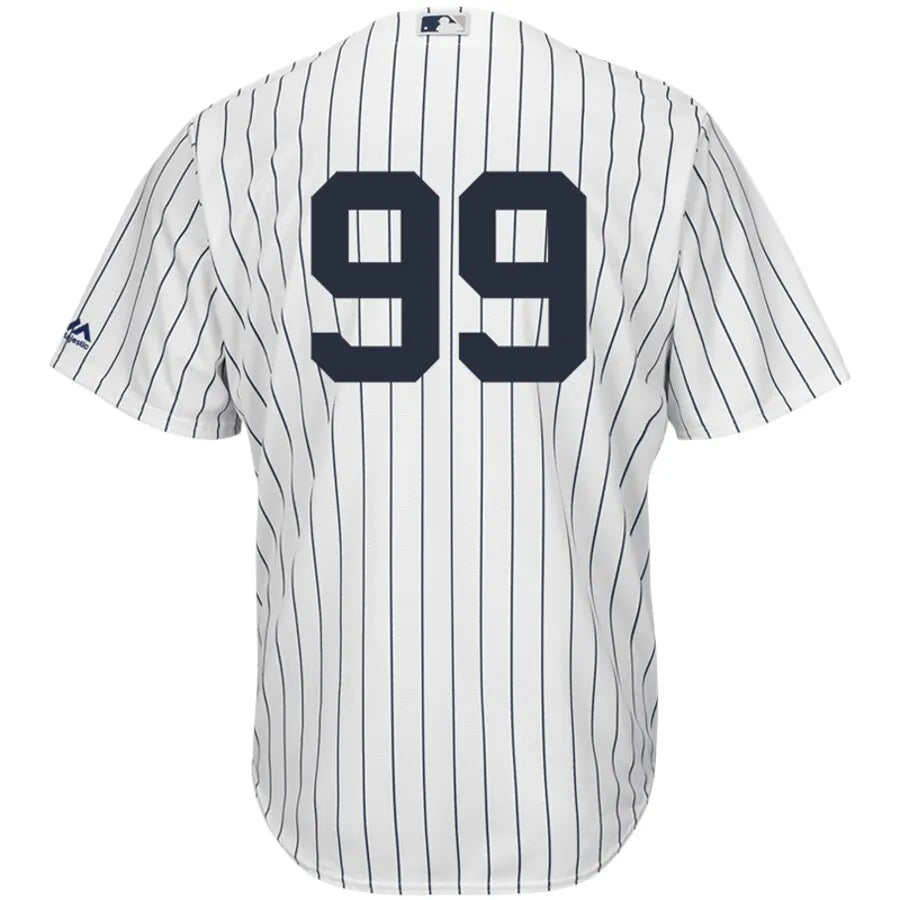 white Majestic Yankees Pinstripe Jersey - Hình 3