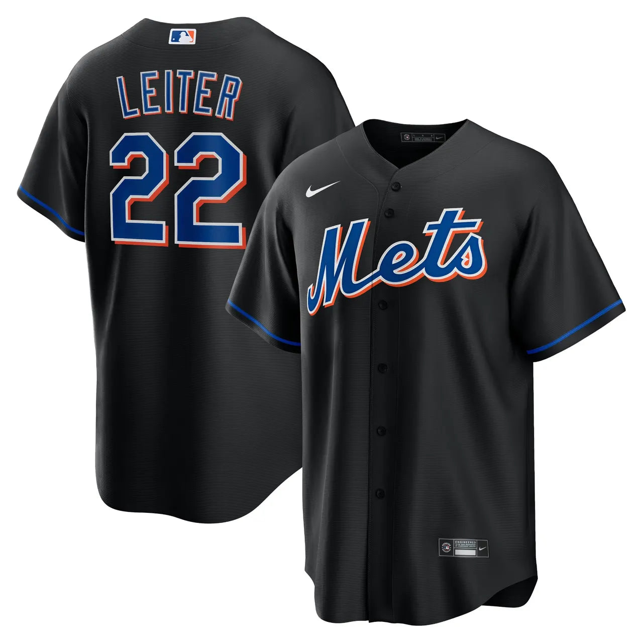 nike Leiter Mets Black Jersey