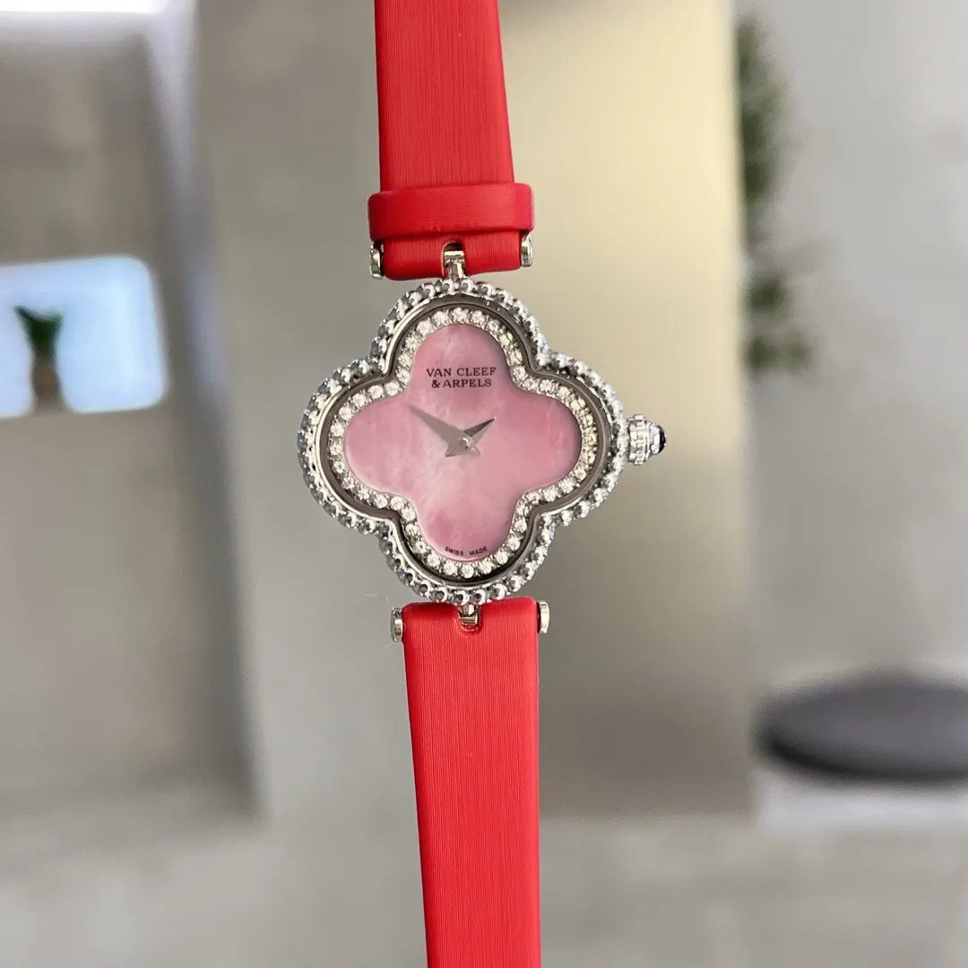 diamond Van Cleef Red Alhambra Watch