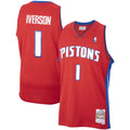 mitchell Iverson Pistons Red Jersey