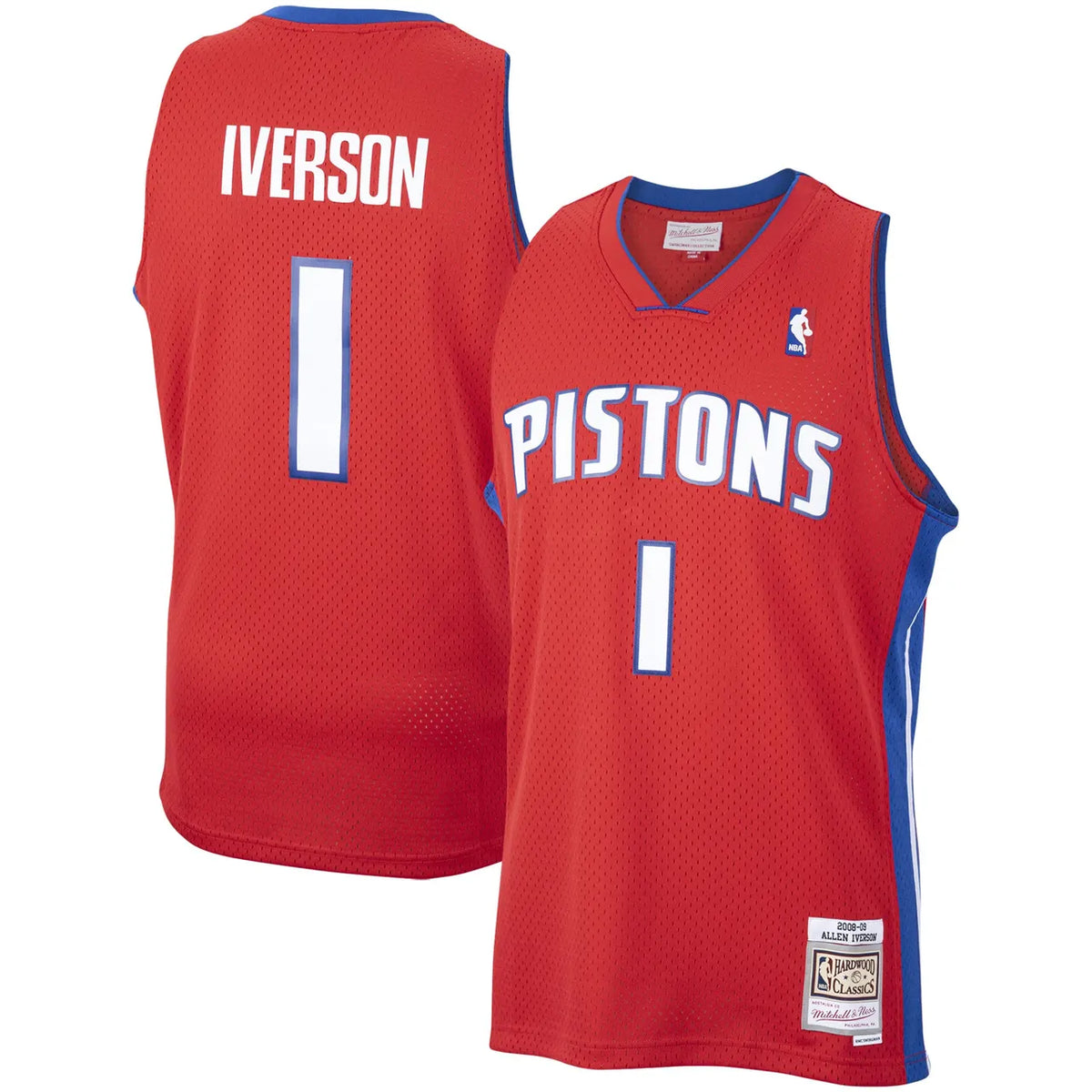 mitchell Iverson Pistons Red Jersey