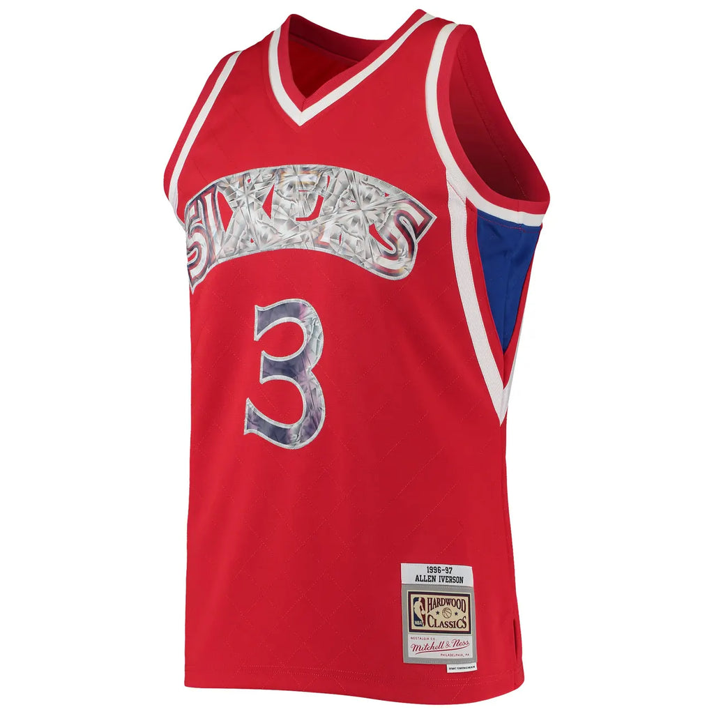 mitchell Iverson 76ers Red Jersey - Hình 3