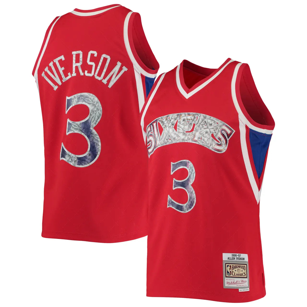 mitchell Iverson 76ers Red Jersey - Hình 2