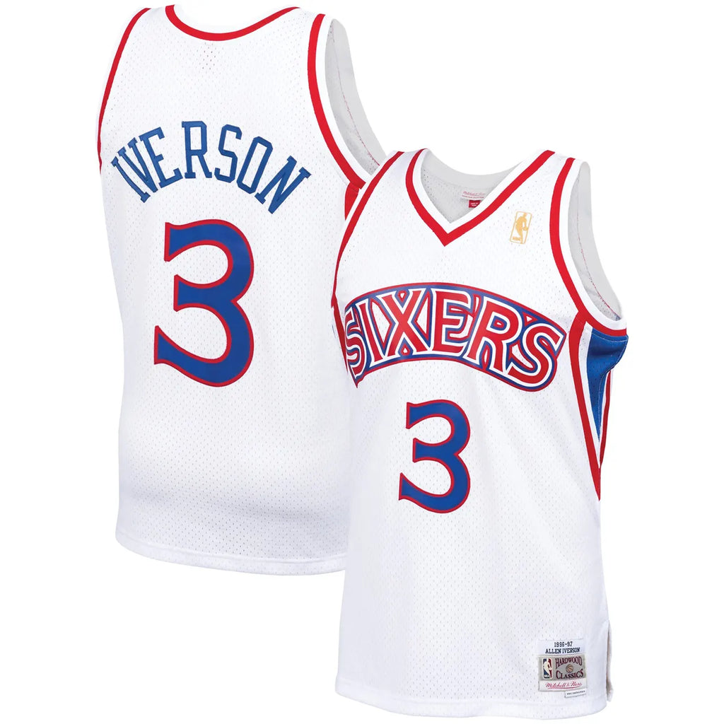 Iverson 76ers White Throwback Jersey - Hình 2