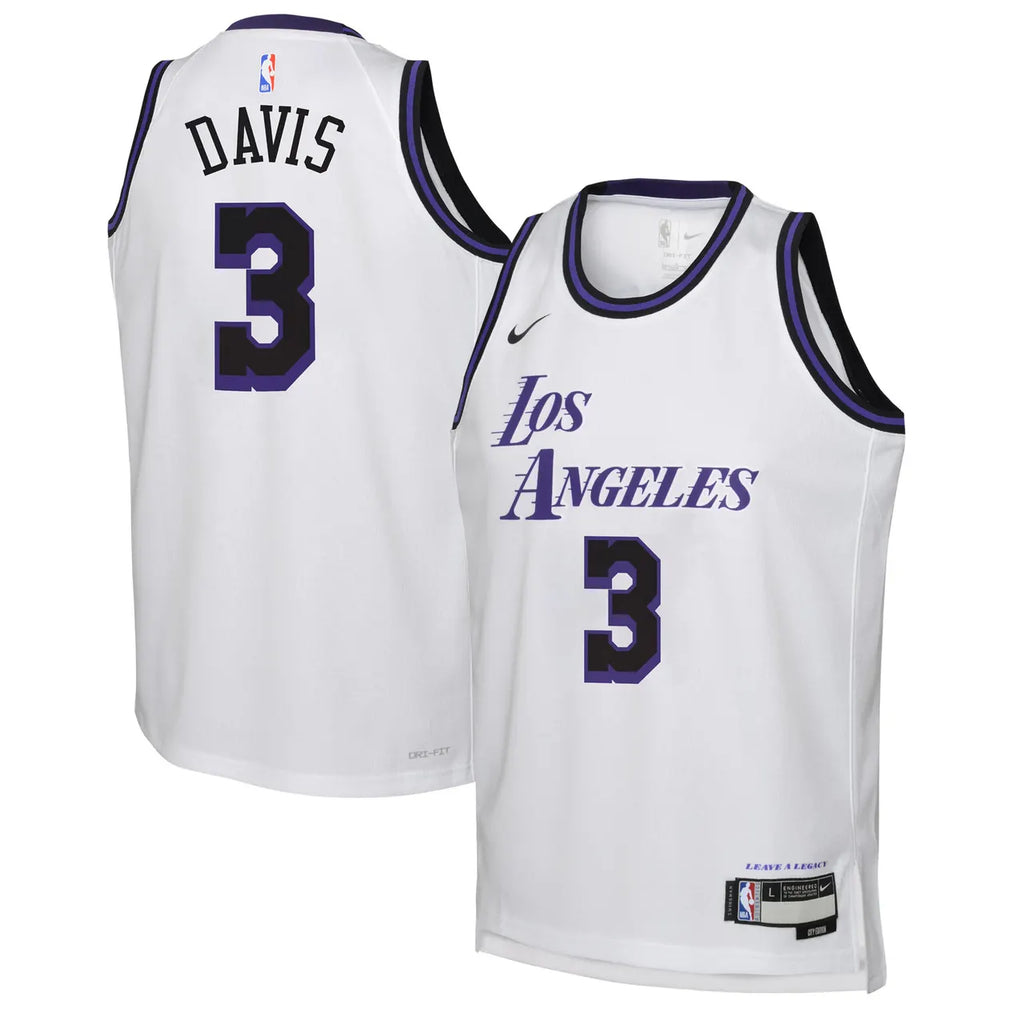 nike purple Davis Lakers White Jersey