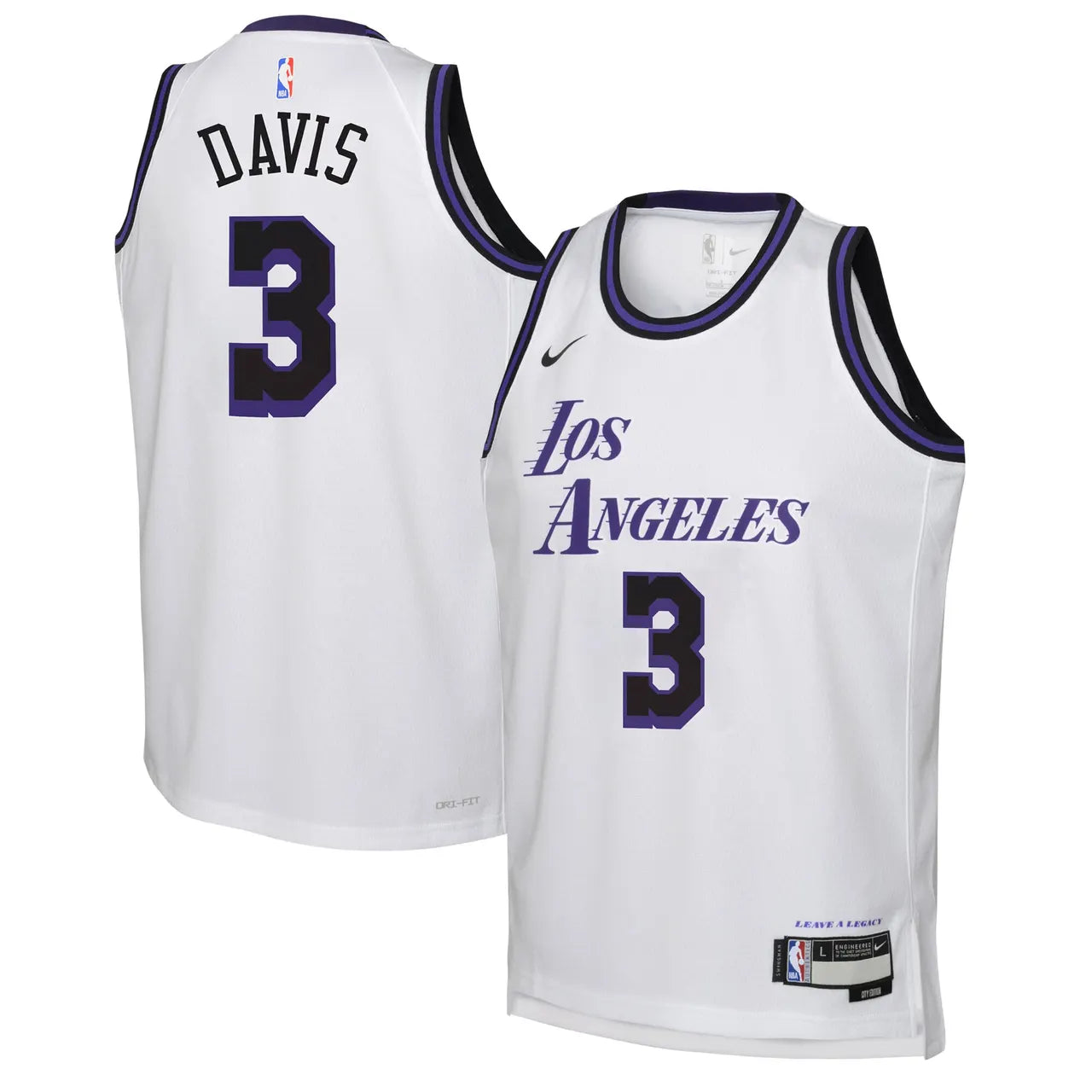 nike purple Davis Lakers White Jersey - Hình 2