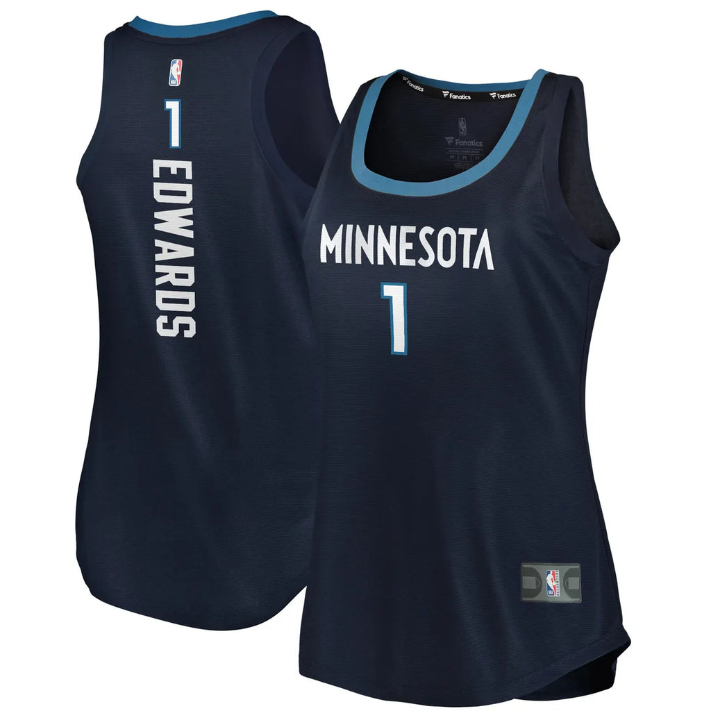 fanatics Edwards Timberwolves Navy Jersey