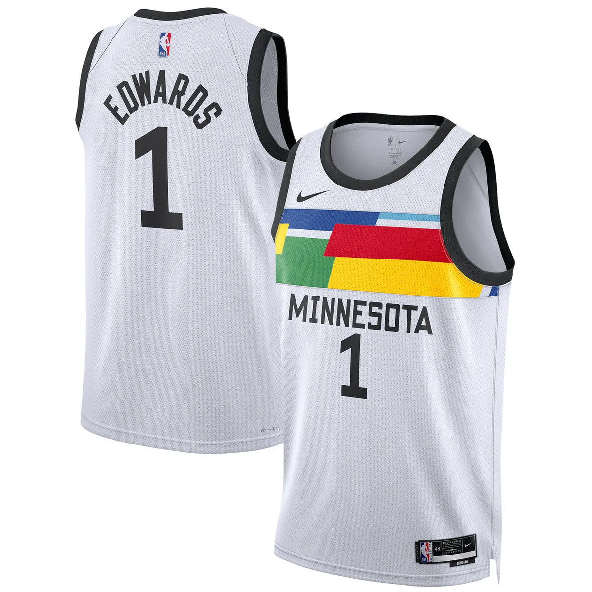 nike Edwards Timberwolves White Jersey