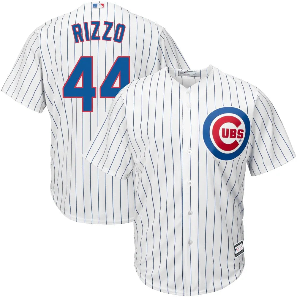 majestic Rizzo Cubs Pinstripe Jersey