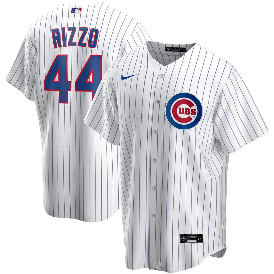 Cubs Rizzo White Pinstripe Jersey