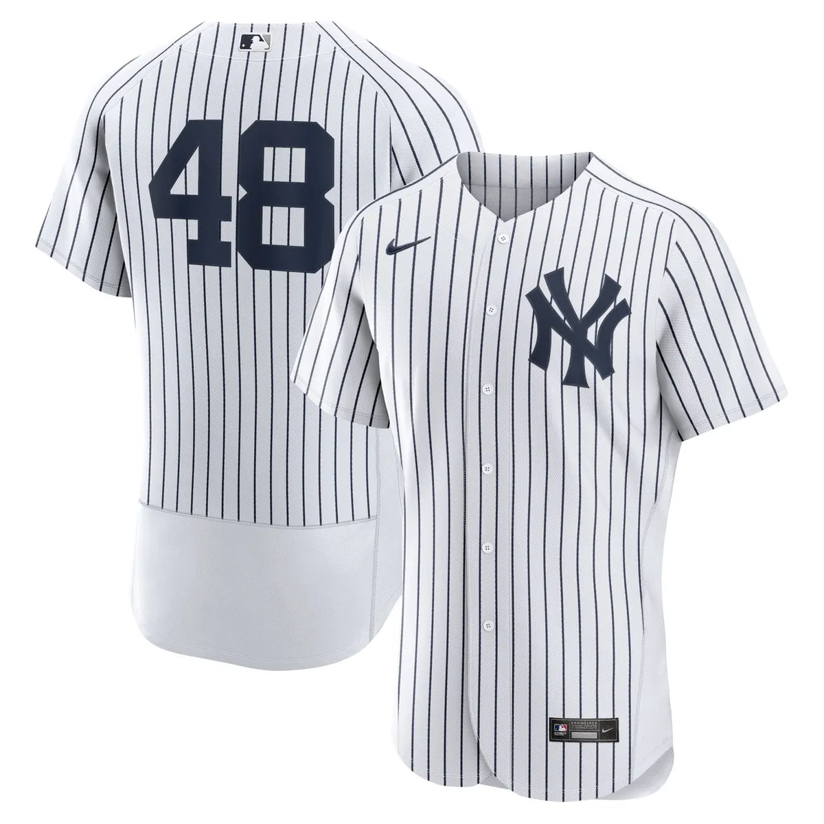Yankees #48 White Pinstripe Jersey