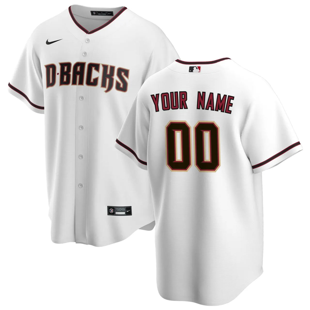D-backs White Personalized Jersey