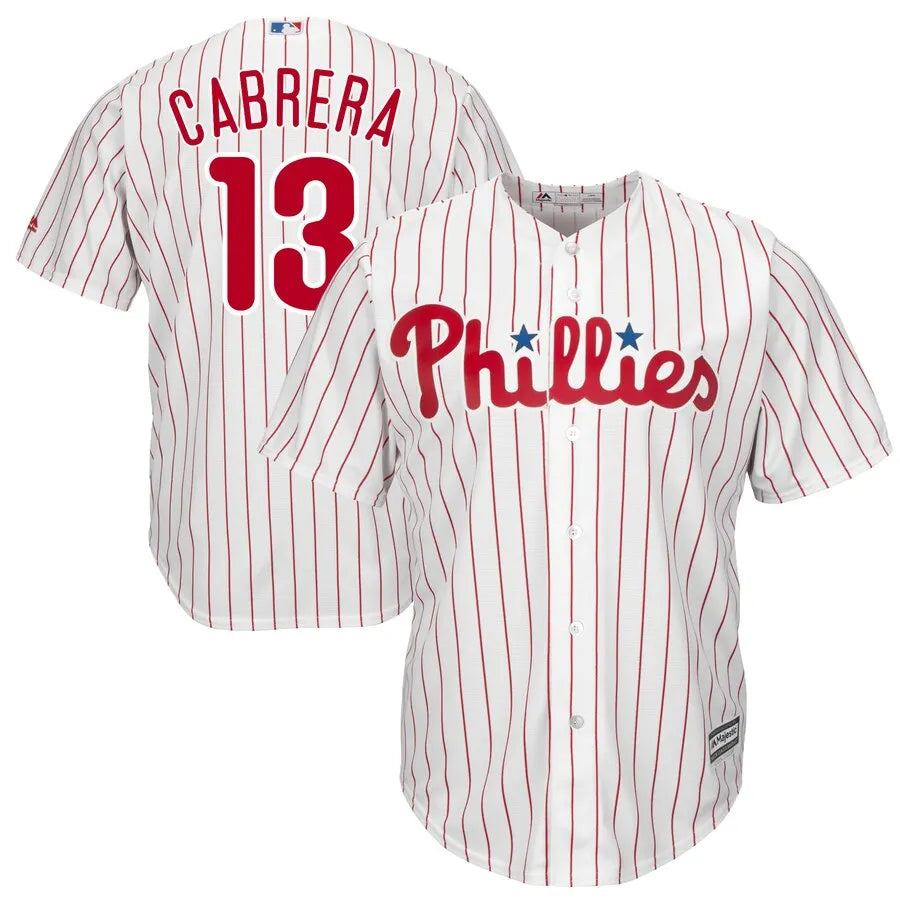 Phillies Cabrera White Pinstripe Jersey