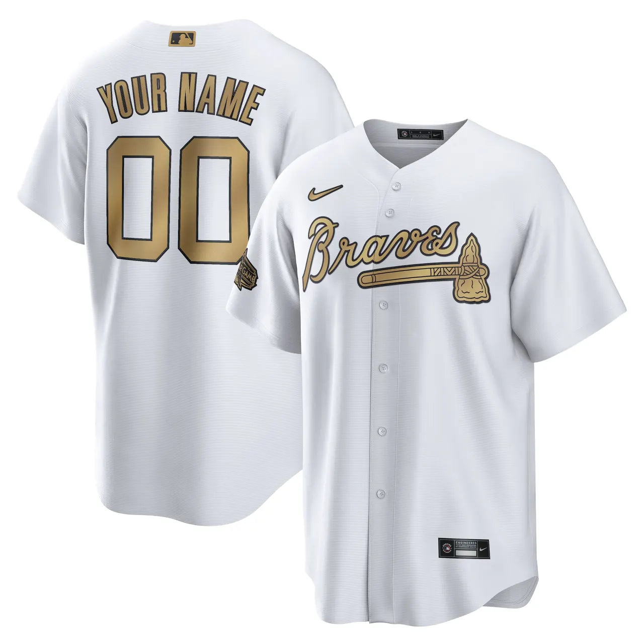 Braves White & Gold Custom Jersey