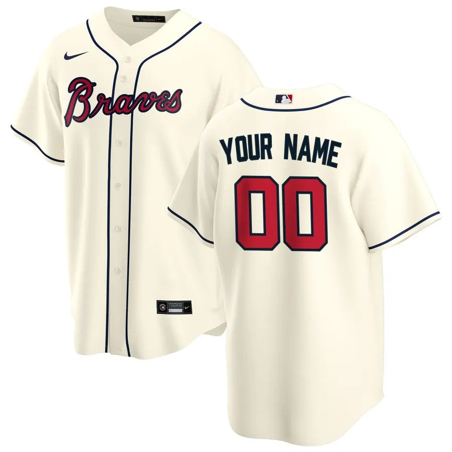 Braves Cream Custom Jersey