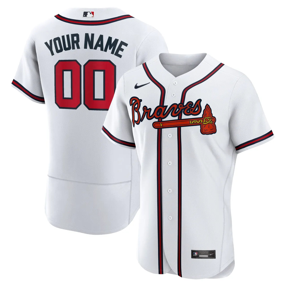 Braves White Home Custom Jersey nike