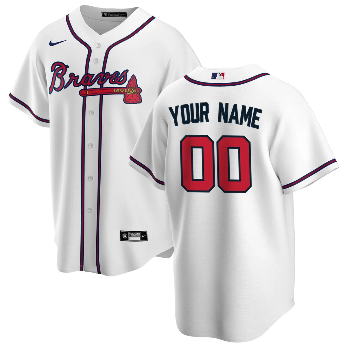 nike Braves White Home Custom Jersey