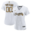 Braves White Gold Custom Jersey