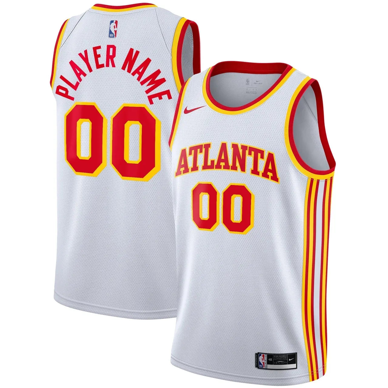 nike nba Hawks White Custom Jersey