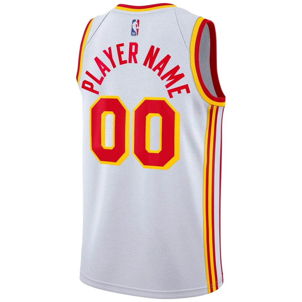 nike nba Hawks White Custom Jersey - Hình 3