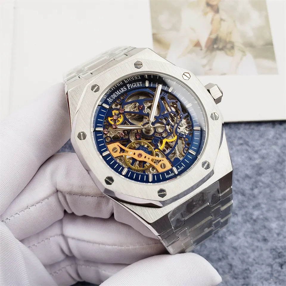 AP Blue Skeleton Steel Watch - Hình 2