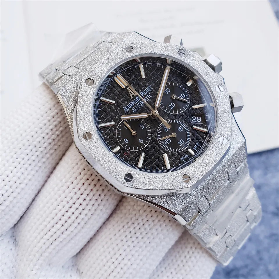 Audemars Piguet Frosted Silver Black Dial Chronograph - Hình 4