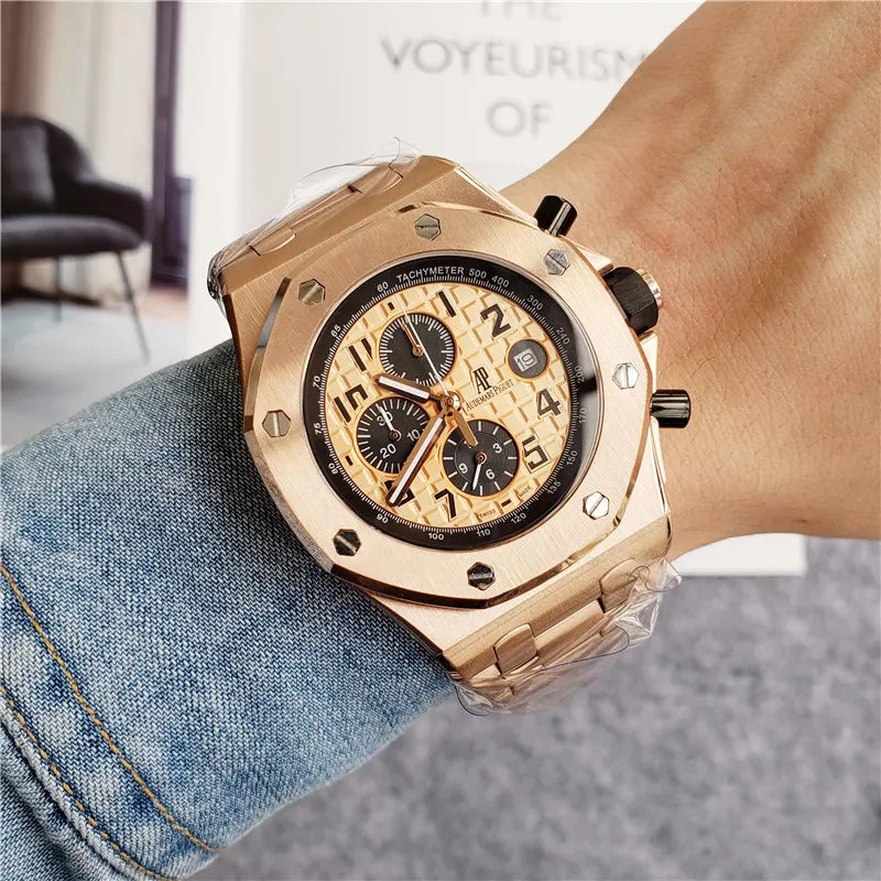 chronograph Audemars Piguet Rose Gold Black Dial - Hình 3
