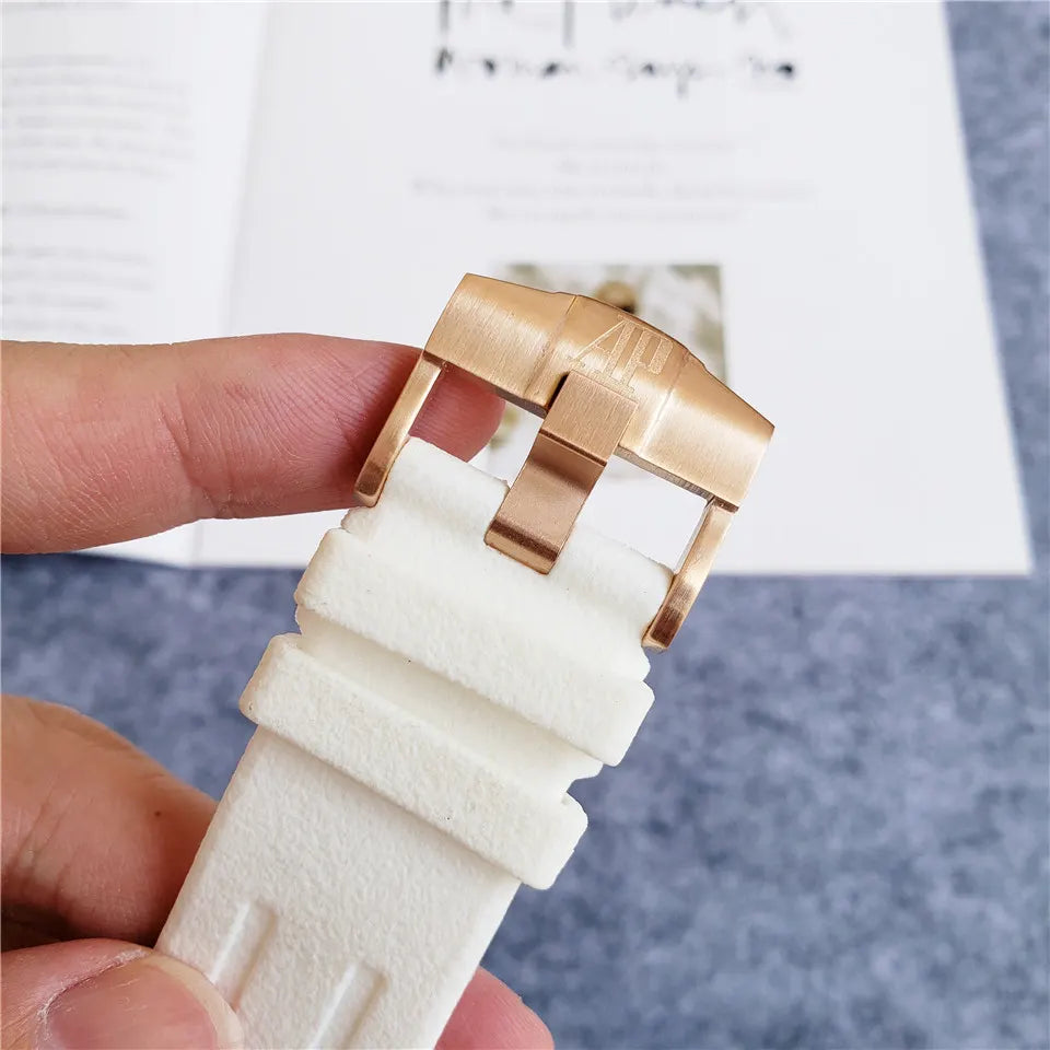 Audemars Piguet Rose Gold White Rubber - Hình 5