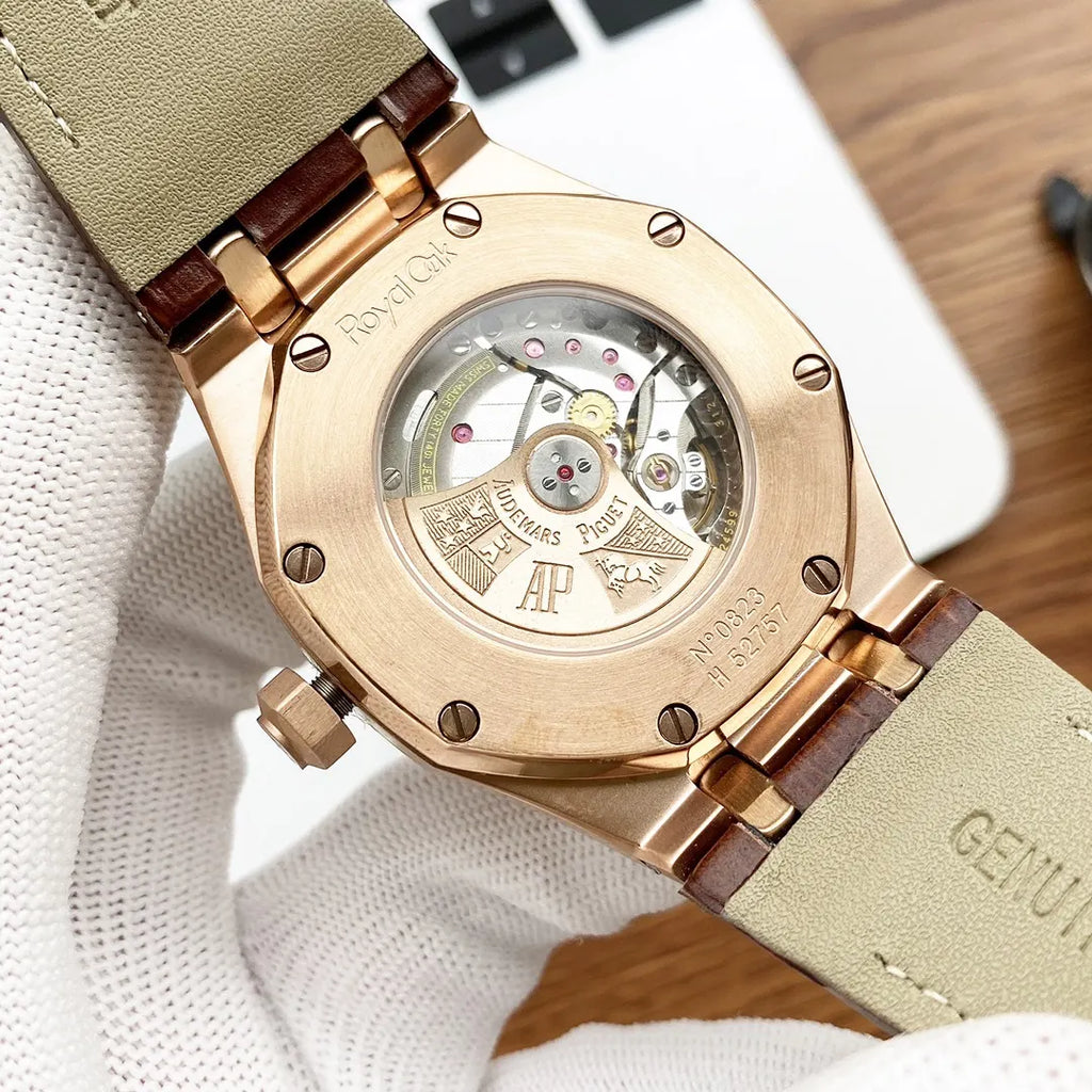 Audemars Piguet Rose Gold Brown Leather