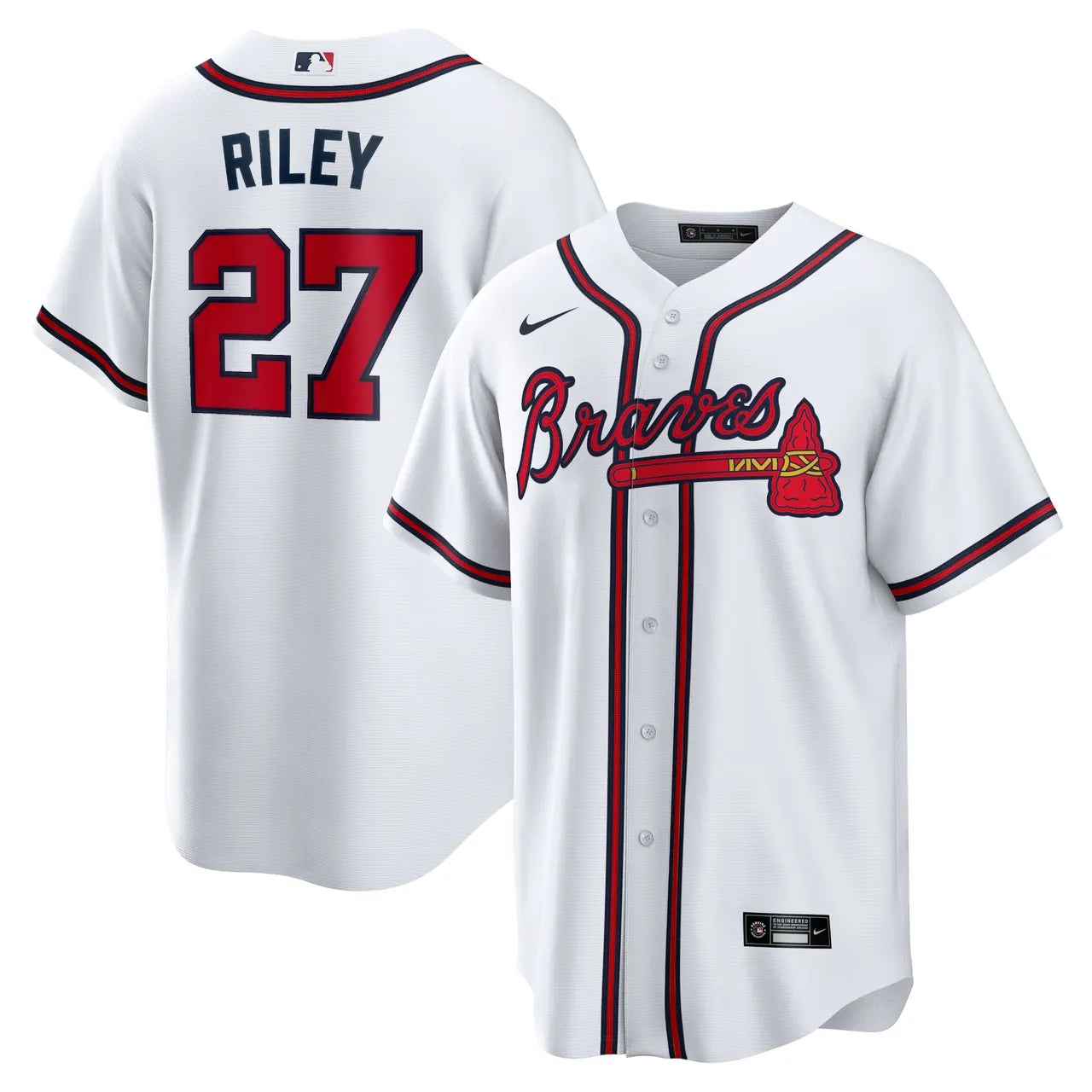 Nike Riley Braves White Home Jersey - Hình 2