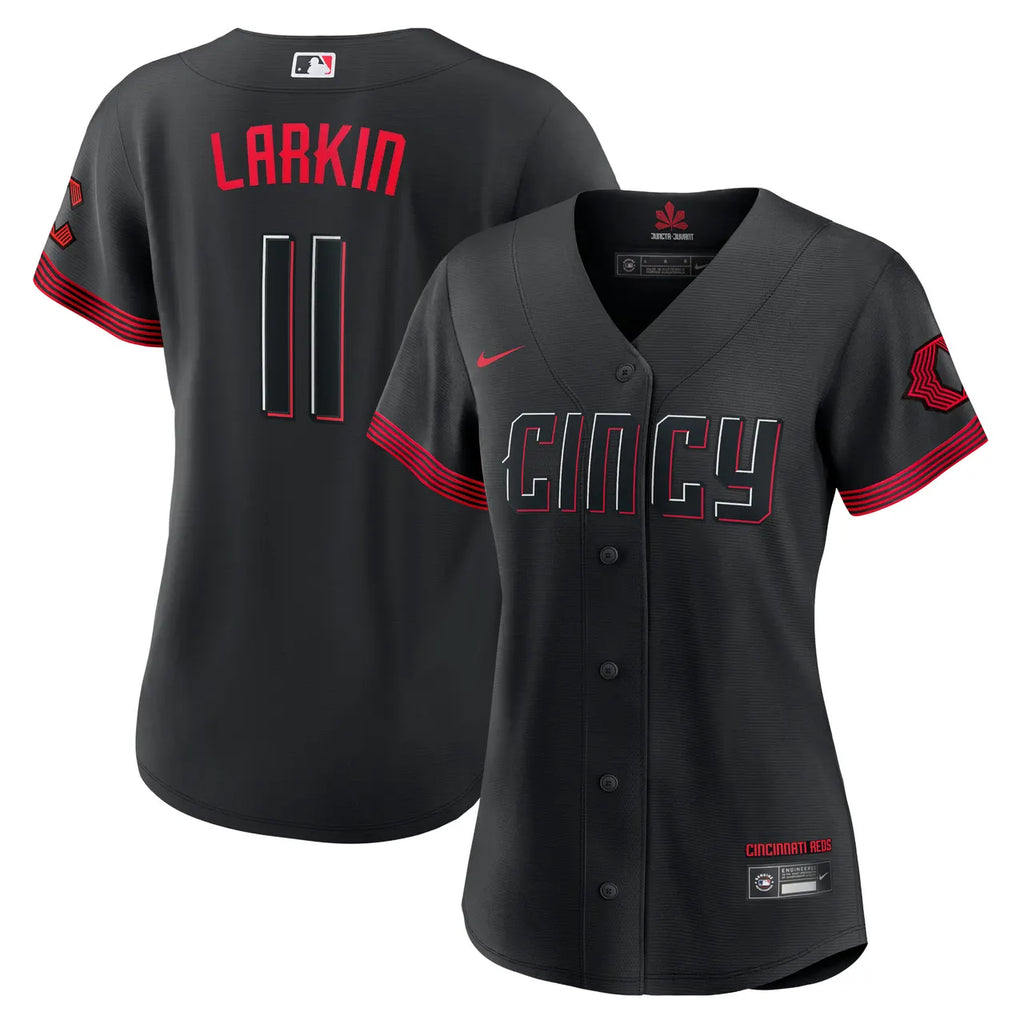 alternate Nike Larkin Reds Black Jersey - Hình 2