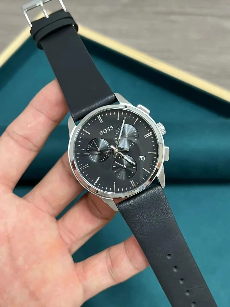 BOSS Silver Black Chronograph Watch - Hình 7