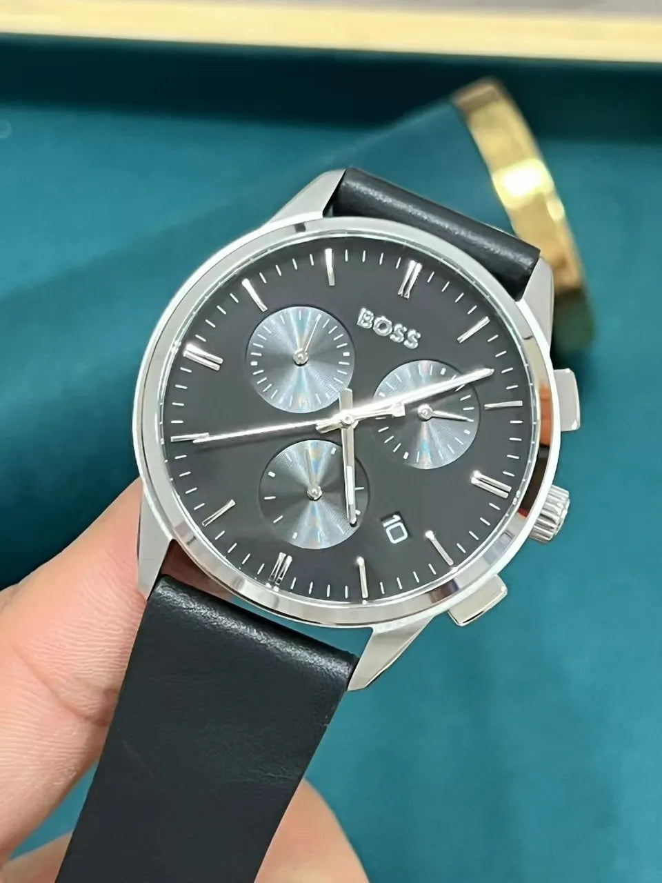 BOSS Silver Black Chronograph Watch - Hình 5