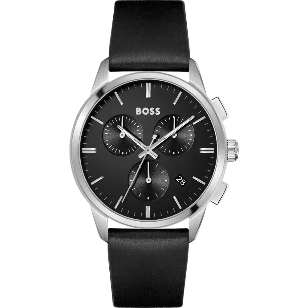 BOSS Silver Black Chronograph Watch