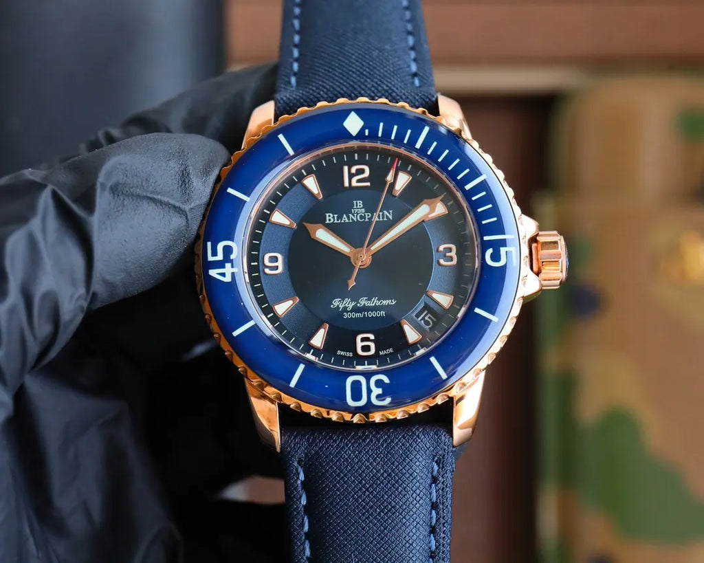 Blancpain Blue Rose Gold Watch - Hình 3
