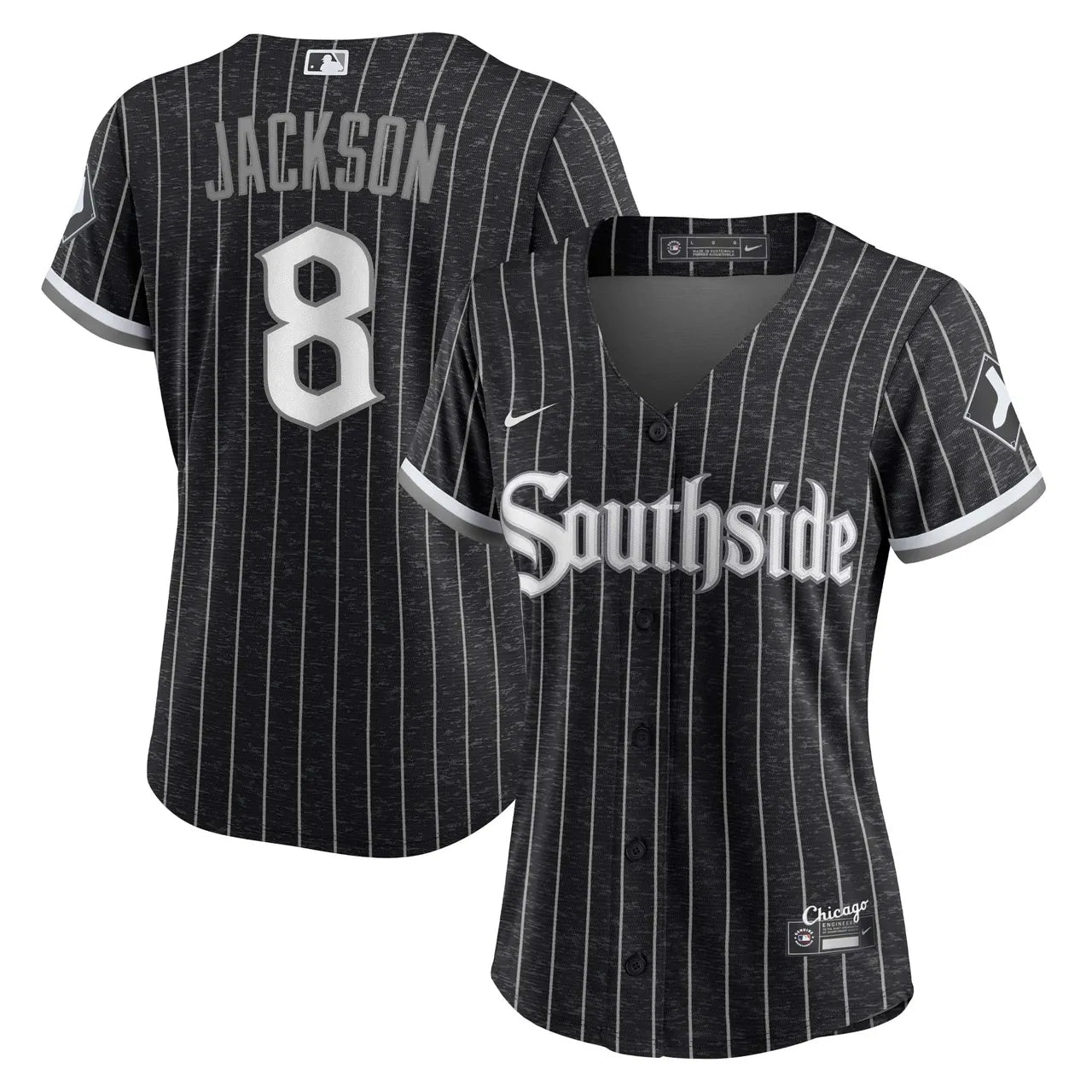 nike White Sox Black Pinstripe Jersey - Hình 2