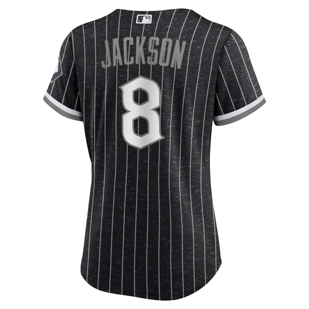 nike White Sox Black Pinstripe Jersey - Hình 4