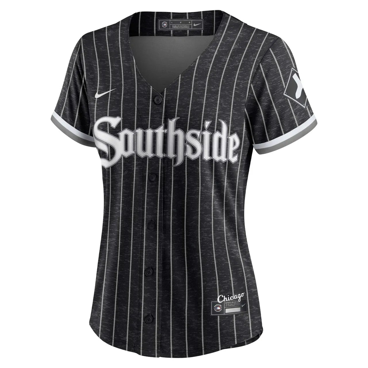 nike White Sox Black Pinstripe Jersey - Hình 3