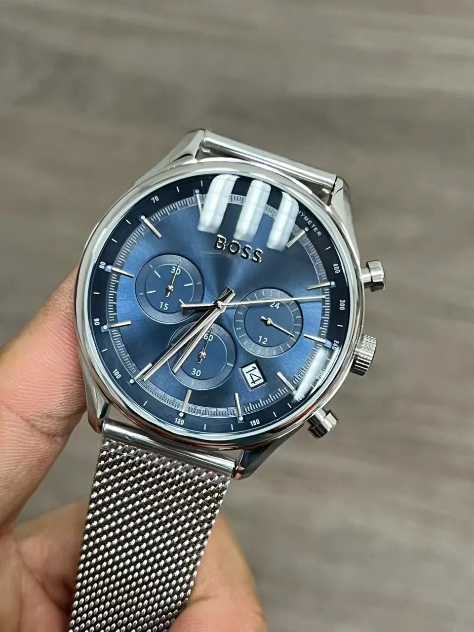 silver BOSS Blue Dial Chronograph - Hình 6