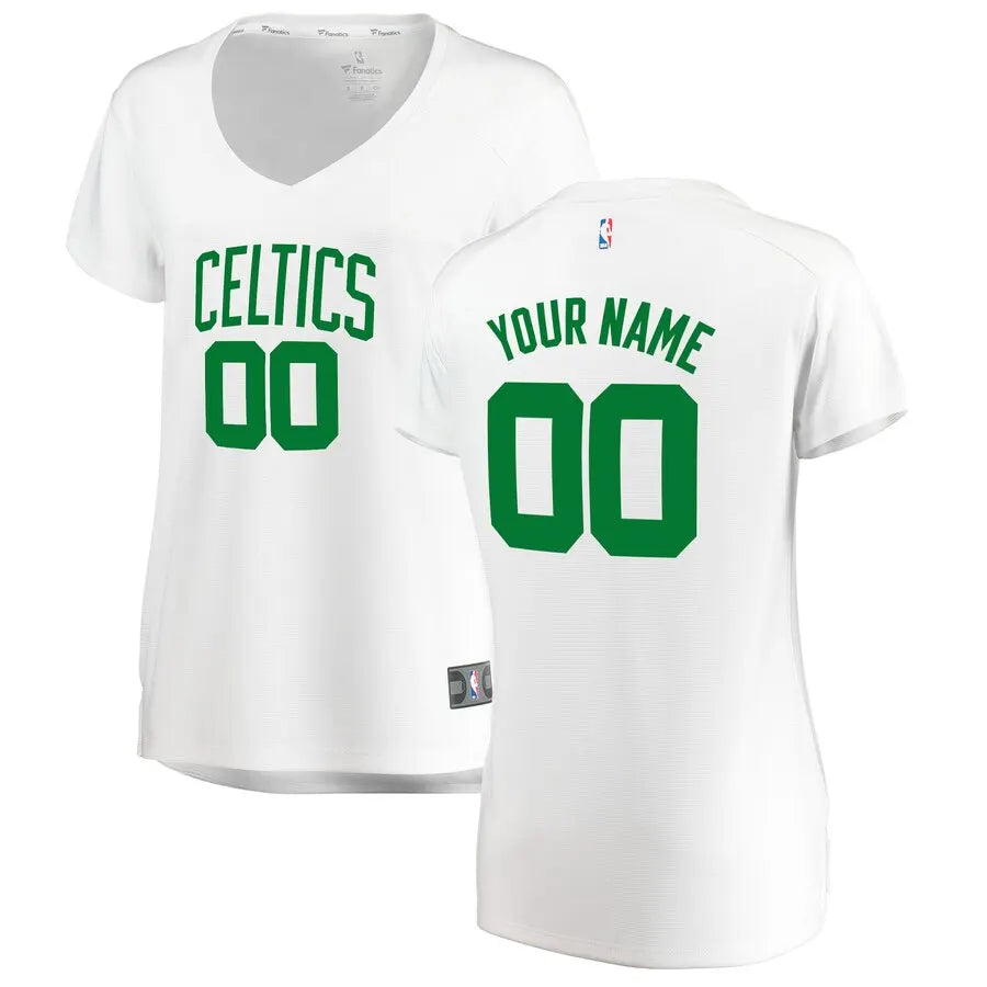 Celtics White Custom Women's Jersey