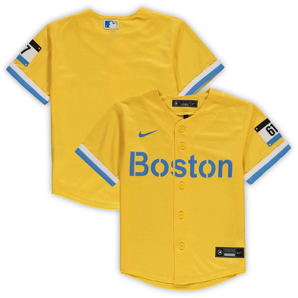 Boston Yellow Baseball Jersey - Hình 2