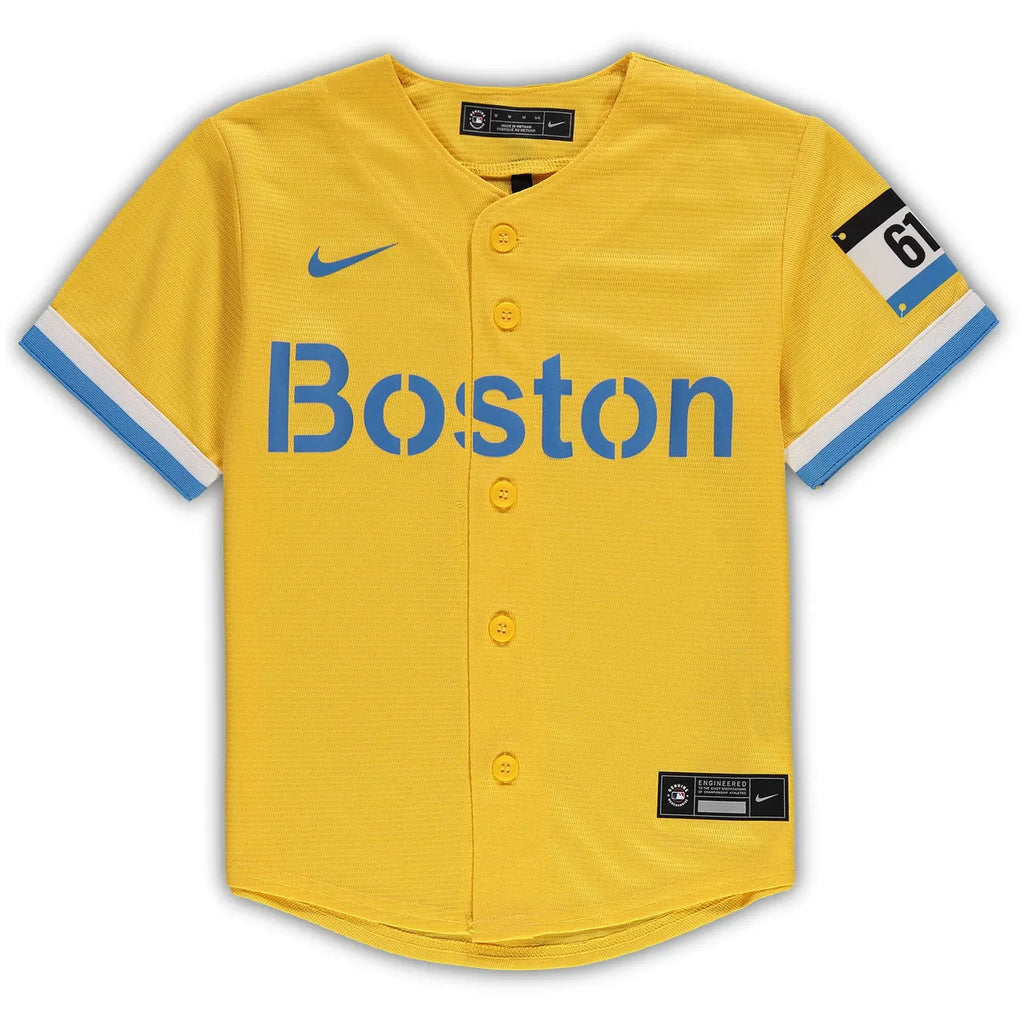 Boston Yellow Baseball Jersey - Hình 3