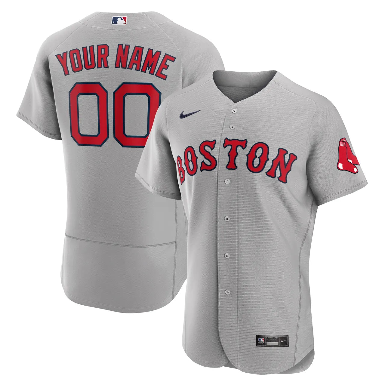 Red Sox Gray Custom Jersey