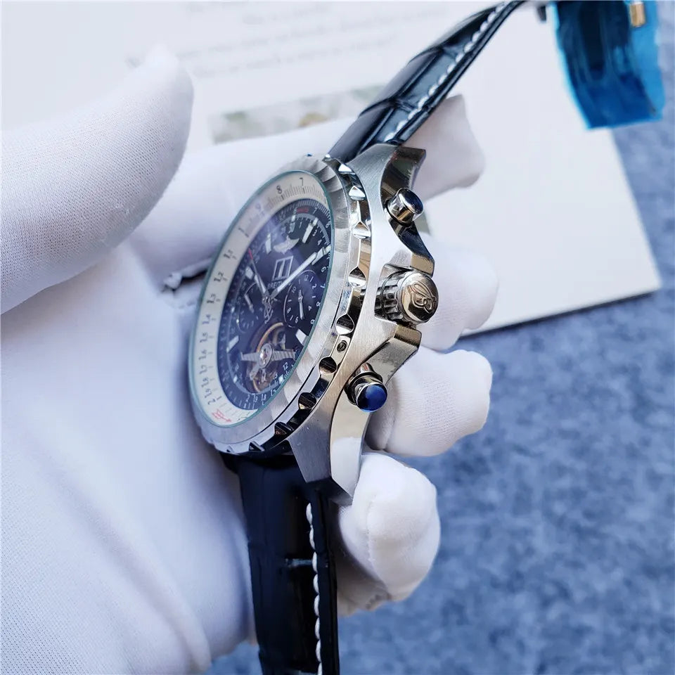 Breitling Black Leather Tourbillon - Hình 6