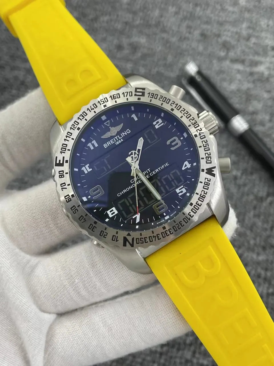Breitling Yellow Rubber Blue Dial