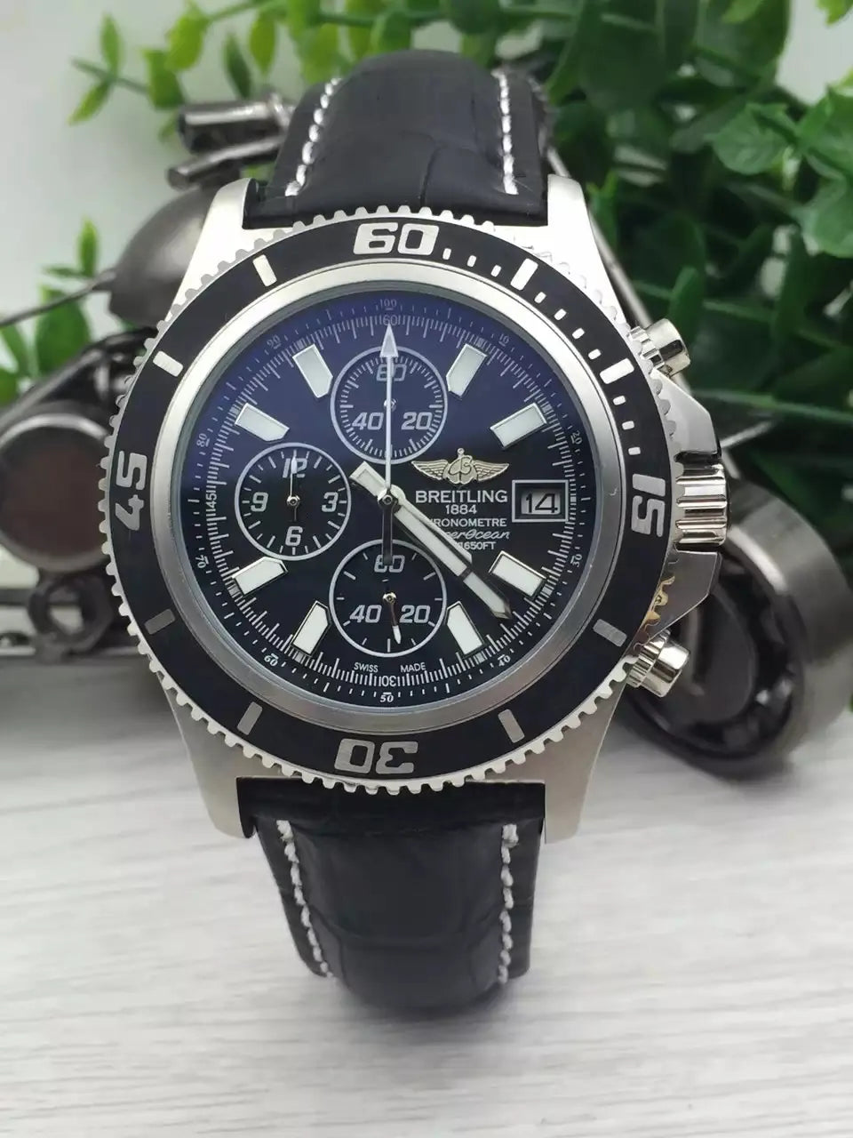 Breitling Black Dial Chronograph - Hình 4