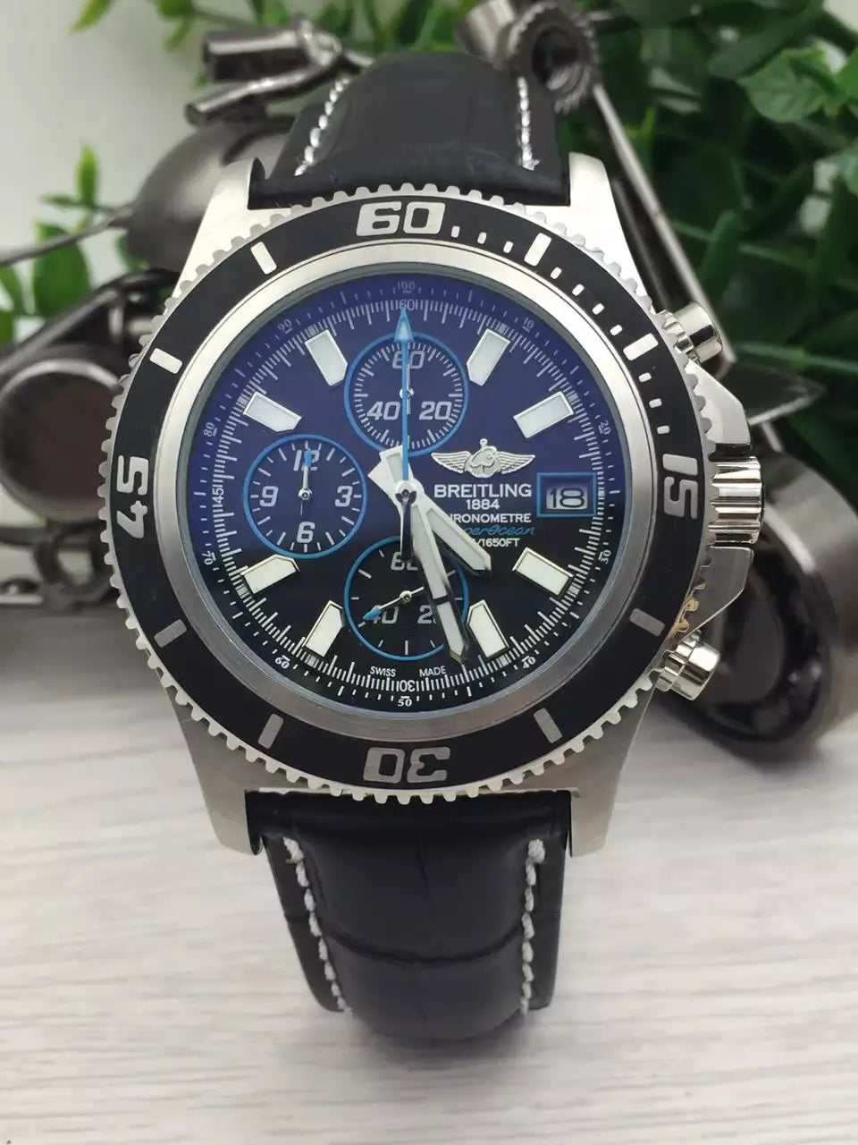 Breitling Black Dial Chronograph - Hình 9