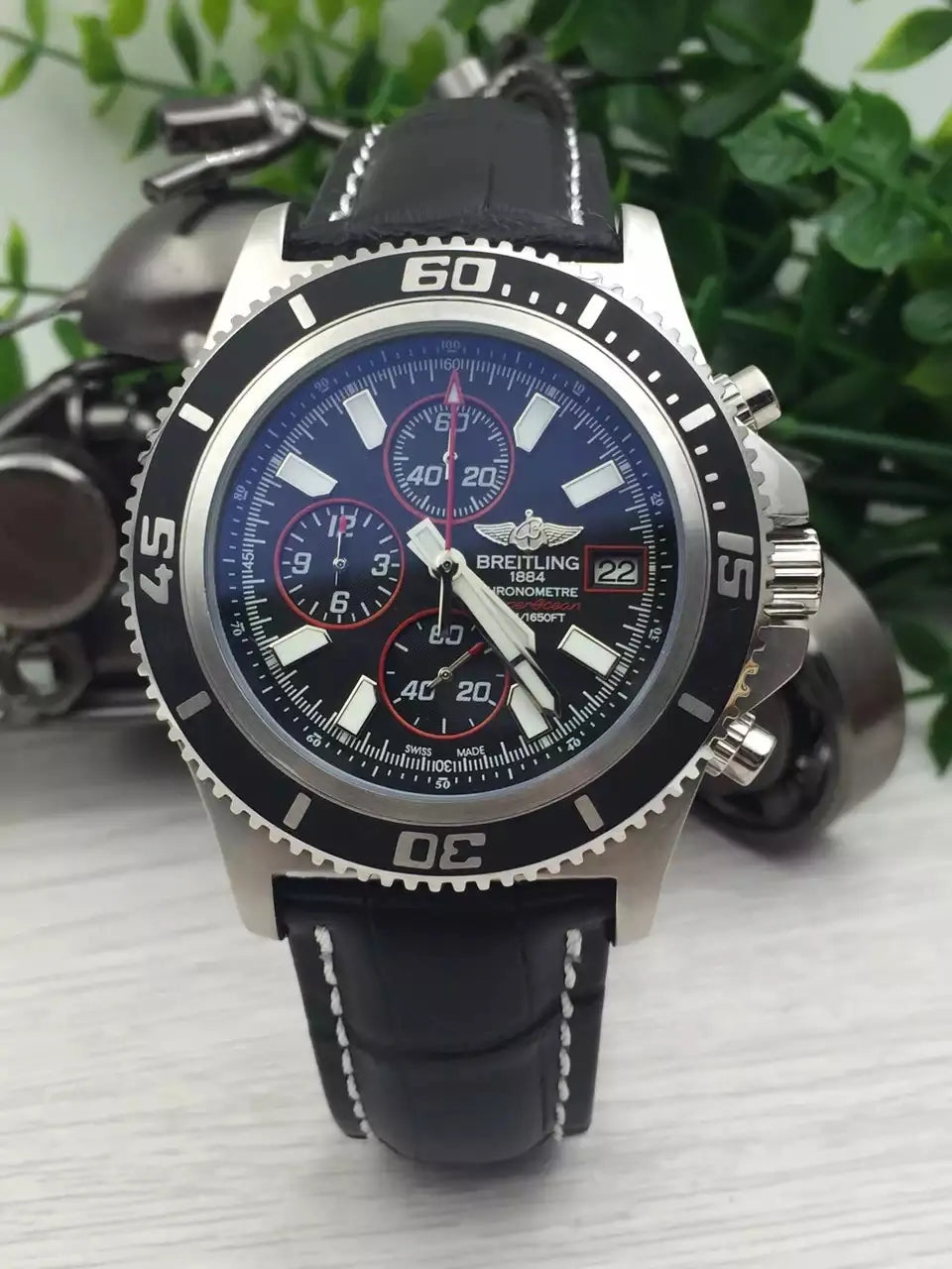Breitling Black Dial Chronograph - Hình 2